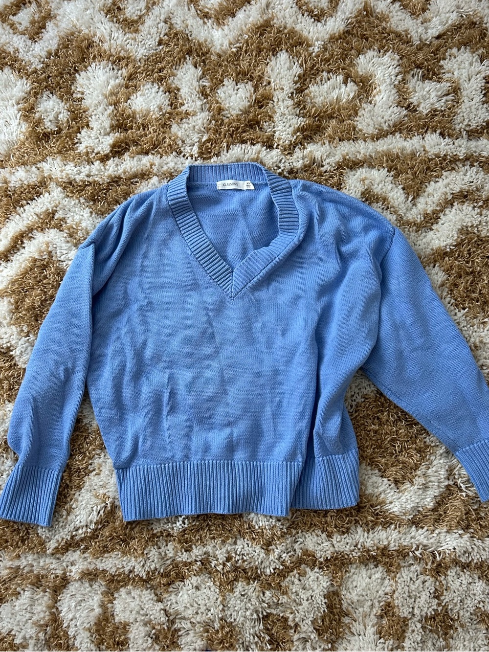 Glassons Light Blue V-Neck Knit Sweater